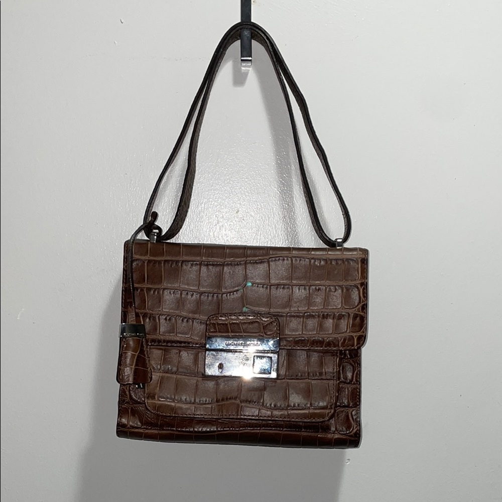 Michael Kors Brown Mini Bag with Croc-Embossed Finish